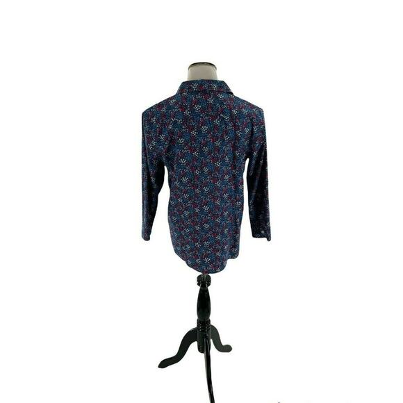 L.L Bean Shirt Women Large Multicolor Wrinkle Free Floral Print Button Up Blouse - Picture 3 of 9